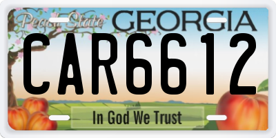 GA license plate CAR6612