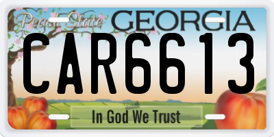 GA license plate CAR6613