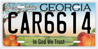 GA license plate CAR6614