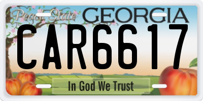 GA license plate CAR6617