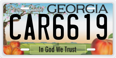 GA license plate CAR6619