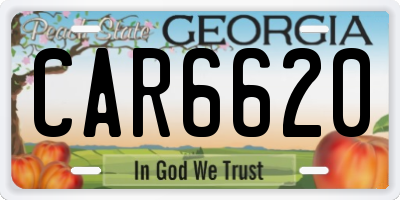 GA license plate CAR6620