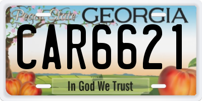 GA license plate CAR6621