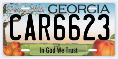 GA license plate CAR6623