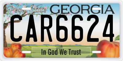 GA license plate CAR6624