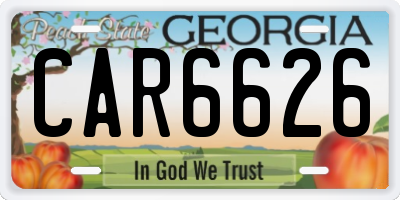 GA license plate CAR6626