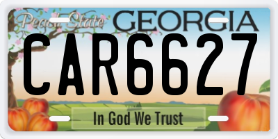 GA license plate CAR6627