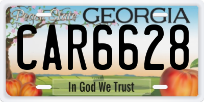 GA license plate CAR6628