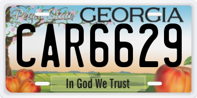 GA license plate CAR6629