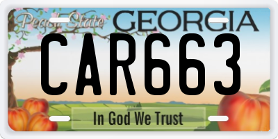 GA license plate CAR663