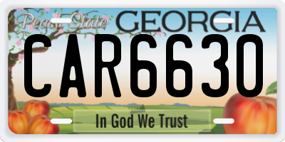 GA license plate CAR6630