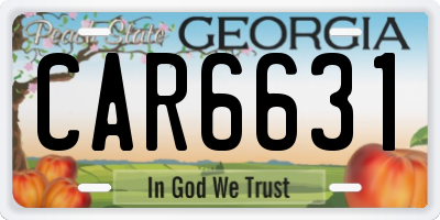 GA license plate CAR6631