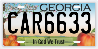 GA license plate CAR6633