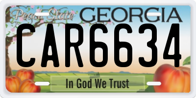 GA license plate CAR6634