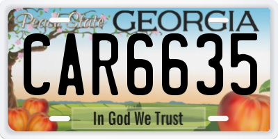 GA license plate CAR6635