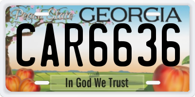 GA license plate CAR6636