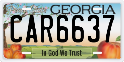 GA license plate CAR6637