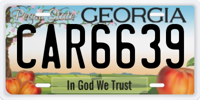 GA license plate CAR6639