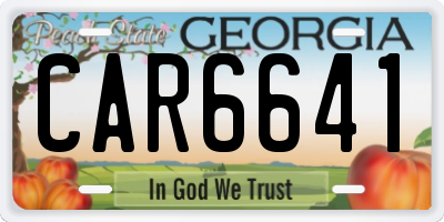 GA license plate CAR6641