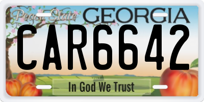 GA license plate CAR6642