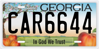 GA license plate CAR6644