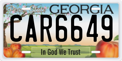 GA license plate CAR6649