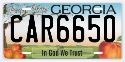 GA license plate CAR6650