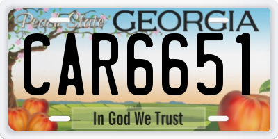 GA license plate CAR6651