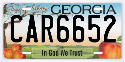 GA license plate CAR6652