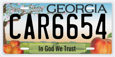 GA license plate CAR6654