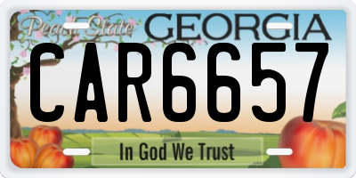 GA license plate CAR6657