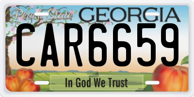 GA license plate CAR6659