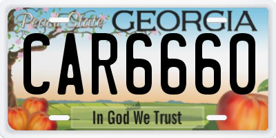 GA license plate CAR6660