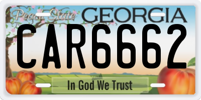 GA license plate CAR6662