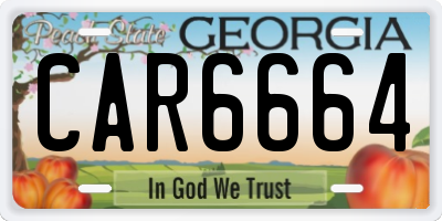 GA license plate CAR6664