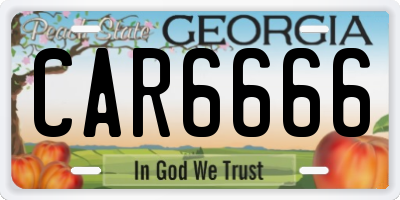 GA license plate CAR6666