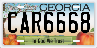 GA license plate CAR6668