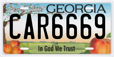 GA license plate CAR6669