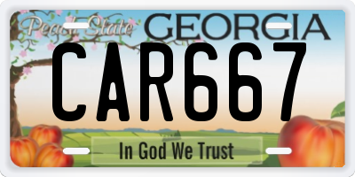 GA license plate CAR667