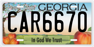 GA license plate CAR6670