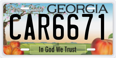 GA license plate CAR6671