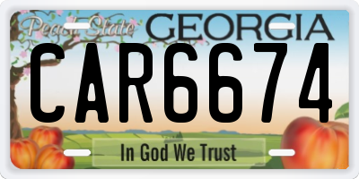 GA license plate CAR6674