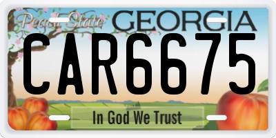 GA license plate CAR6675