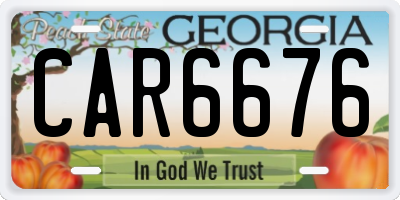 GA license plate CAR6676