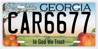 GA license plate CAR6677