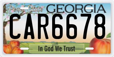 GA license plate CAR6678