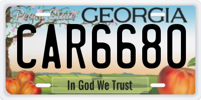 GA license plate CAR6680