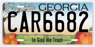 GA license plate CAR6682