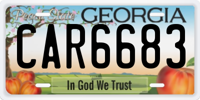 GA license plate CAR6683