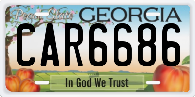 GA license plate CAR6686